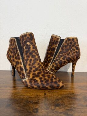 Boden Leopard Print Calf Hair Booties Heels Size 38 US 7.5
